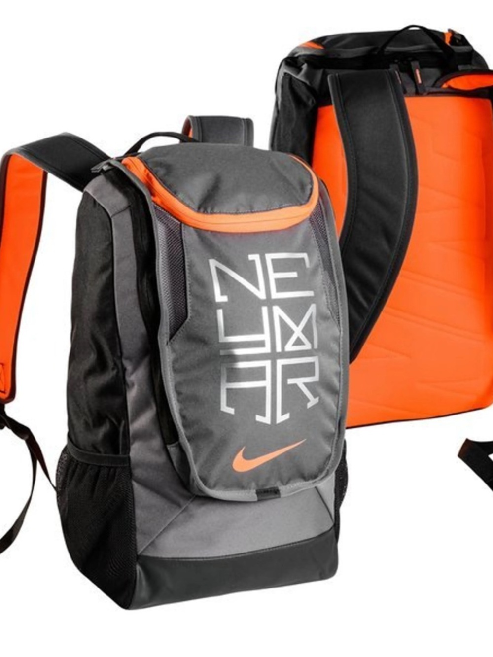 Nike Neymar Shield Soccer Backpack Rucksack Compact 2.0 Gray/Orange